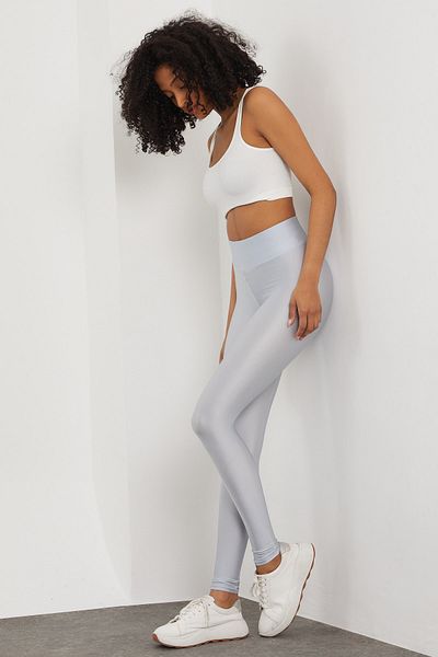 MRS.MODA Silver Gray Shiny Disco Tights