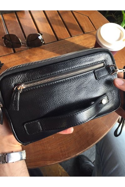 DERKON Unisex Hakiki Deri Elden Tutmalı Çanta