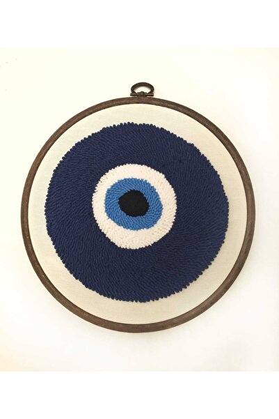 Sewille Design Hand Made Punch Kasnak Duvar Süsü Nazar Boncuğu Kahverengi Kasnaklı