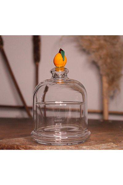 ADAMODART Apricot Glass Figured Jam Bowl with Glass Lid