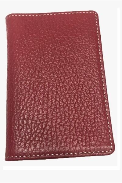 DeriDünyası Unisex Red Genuine Leather Business Card Holder Wallet