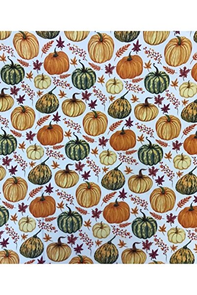 Genel Markalar Ekoseli Balkabağı Desenli Kumaş