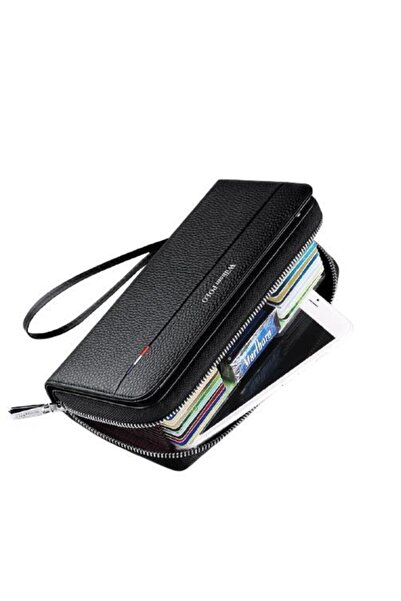 Schulzz Men's Black William Polo Premium Long Genuine Leather Wallet