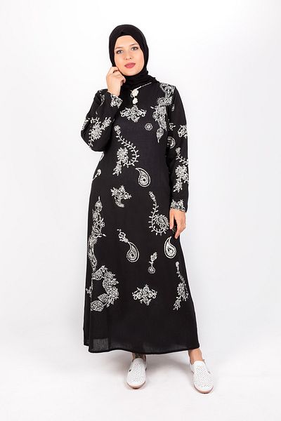 ÇIKRIKÇI TEKSTİL ŞİLE BEZİ Sile Cloth Printed Long Sleeve Dress