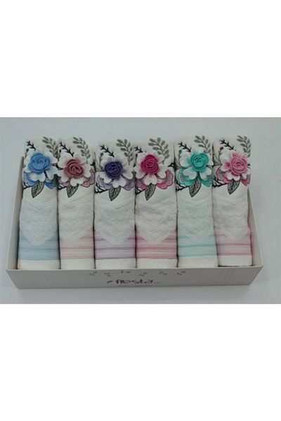 Fiesta Winter Tale Soft Velvet 3D Embroidered 6 Pieces 30x50 Kitchen Towels