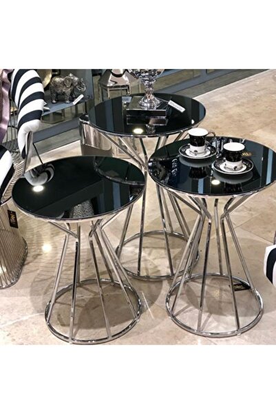 ÇengelköyDesign Diane 3lü Dekoratif Gümüş Zigon Takımı