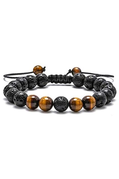 Alnis Atelier Kaplangözü Ve Lav Taşı Doğal Taş Erkek Bileklik