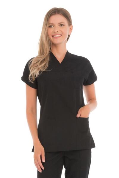 VEHBİ Kadın Doktor Hemşire Forması Scrubs Alpaka Kumaş Hastane Nöbet Tek Üst ...