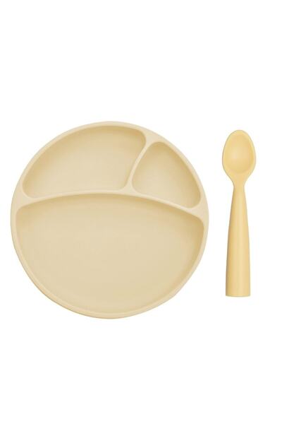 OiOi طقم التغذية 2 طبق أصفر مفرغ من الهواء + ملعقة نام نام