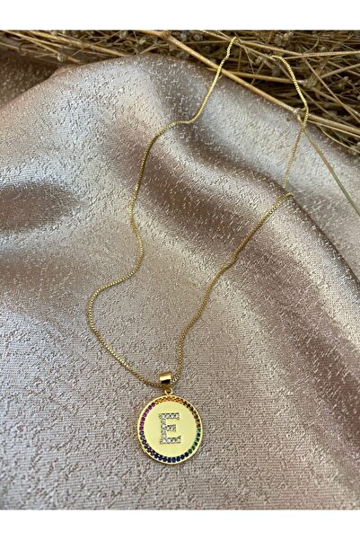 Markiz Takı Letter E Colored Stone Necklace