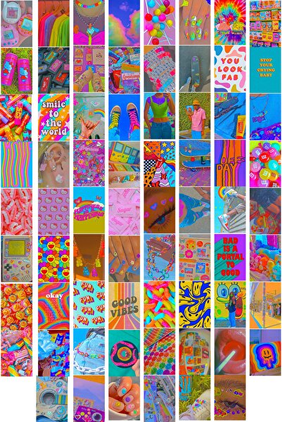 Postifull Indie Duvar Poster Seti, Kolaj Seti, 70 Adet, Arkası Yapışkanlı Pos...