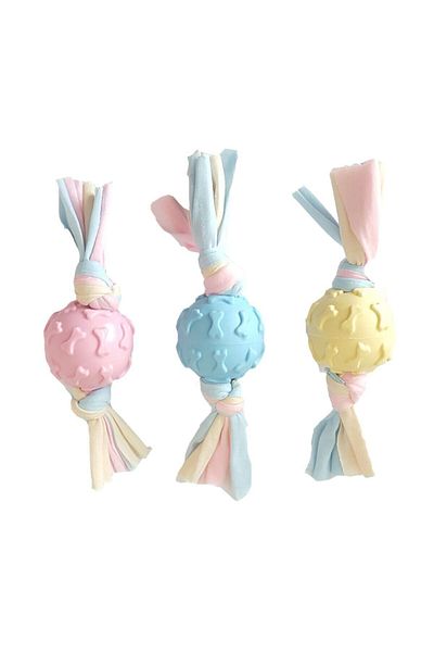 Mixpet 22 cm Pink Rope Knotted Rubber Ball Dog Toy
