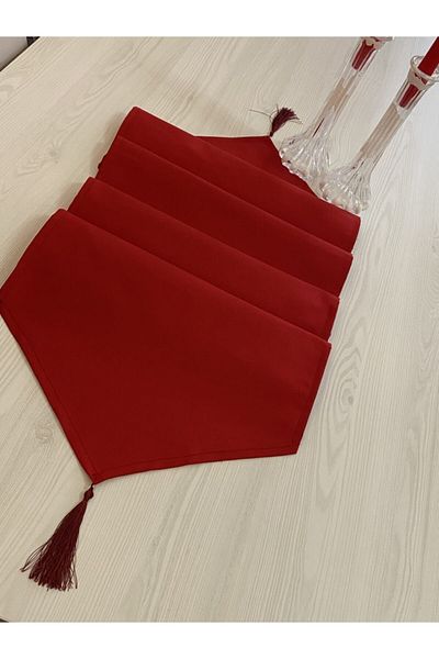 White Alamode Runner din țesătură de rață roșie