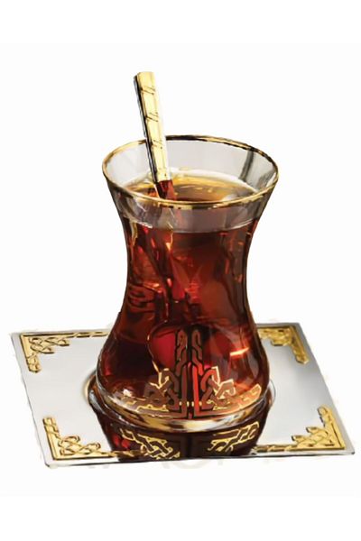 ÖzSa Home Hürrem Gold 18 Piece Stylish Tea Set with Glasses
