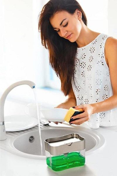 Sky Life Liquid Soap Dispenser with Pump and Sponge Chamber Liquid Soap Dispenser 385ml