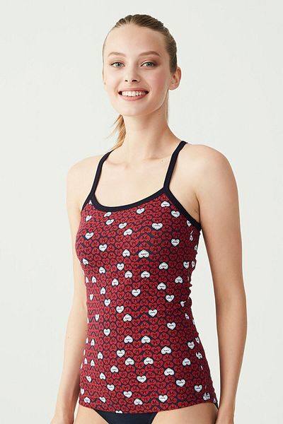 U.S. Polo Assn. Navy Blue Heart Printed Women's 2-Piece Undershirt US 01.66103
