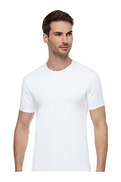Tutku Мъжка бяла тениска с обло деколте, 3 броя в пакет