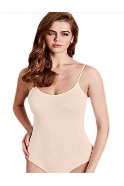 Berrak Γυναικείο εσώρουχο κορμάκι 1" Skin Cotton Lycra με λουράκι με κουμπωτά με γάντζο 2081