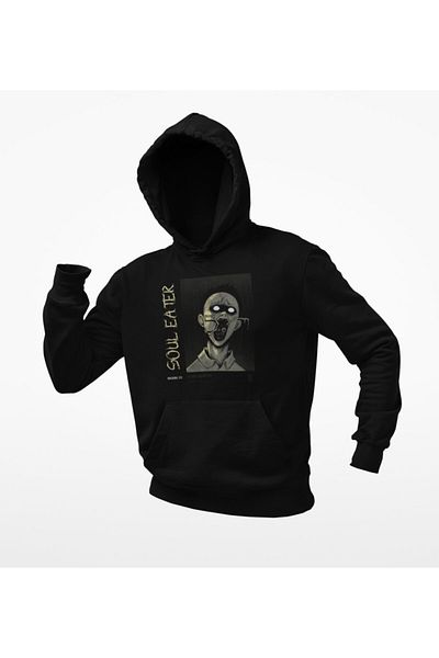 Raf Coll Φούτερ Unisex Μαύρη κουκούλα με ψηφιακή εκτύπωση