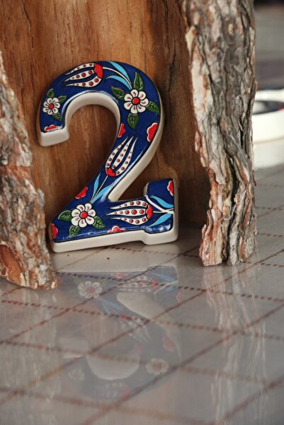 Yılmazel 3 Renk Seçenekli El Yapımı Seramik Kapı Numarası, Kapı Numaraları 2 Lacivert