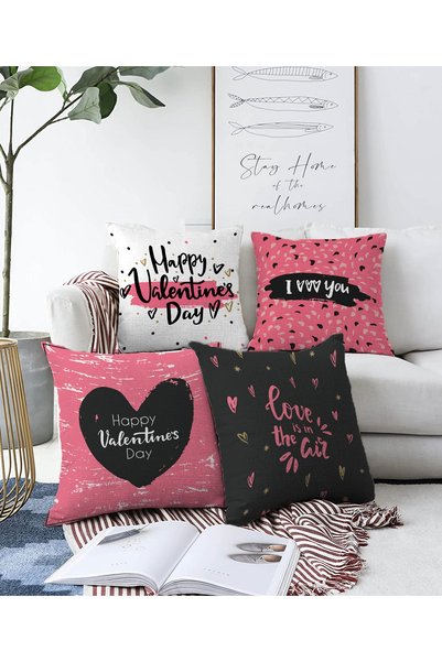 Realhomes 4-dijelni set navlaka za jastuke za Valentinovo, dvostrani specijal...