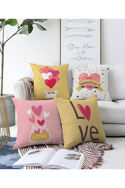 Realhomes 4-dijelni set navlaka za jastuke za Valentinovo, dvostrani specijal...