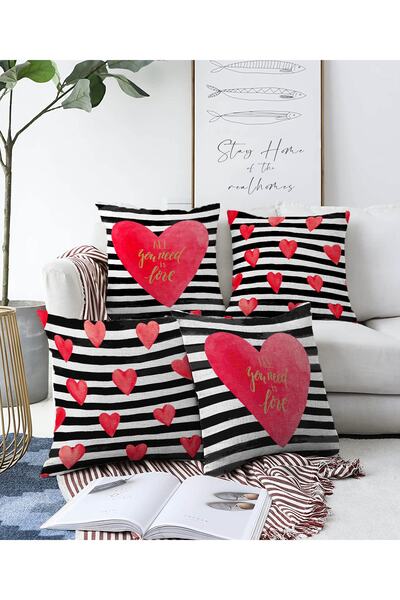 Realhomes 4-dijelni set navlaka za jastuke za Valentinovo, dvostrani specijal...