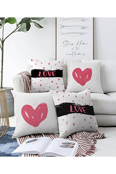 Realhomes 4-dijelni set navlaka za jastuke za Valentinovo, dvostrani specijal...
