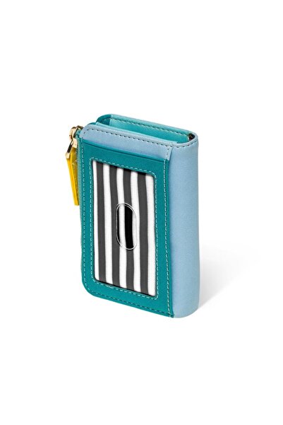 Case Look Women's Leather Turquoise Color Zippered Small Wallet Angel 02
