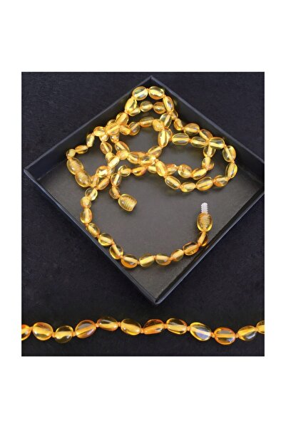 İpek Kehribar قلادة البلطيق المعتمدة من العنبر للأطفال بلون الليمون وقلادة من...