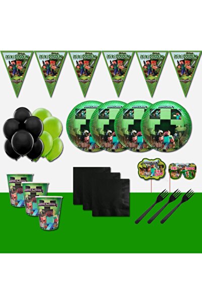 MINECRAFT 8 Kişilik Doğum Günü Parti Malzemeleri Seti