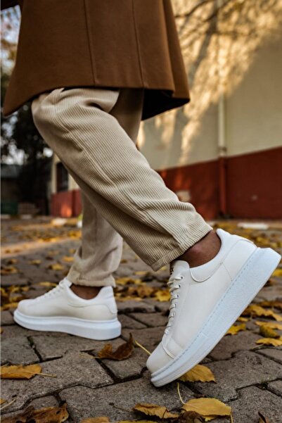 Knack Ανδρικά παπούτσια casual με ψηλή σόλα σε λευκό χρώμα 044