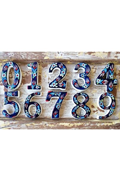 Yılmazel 3 Renk Seçenekli El Yapımı Seramik Kapı Numarası, Kapı Numaraları 7 Lacivert