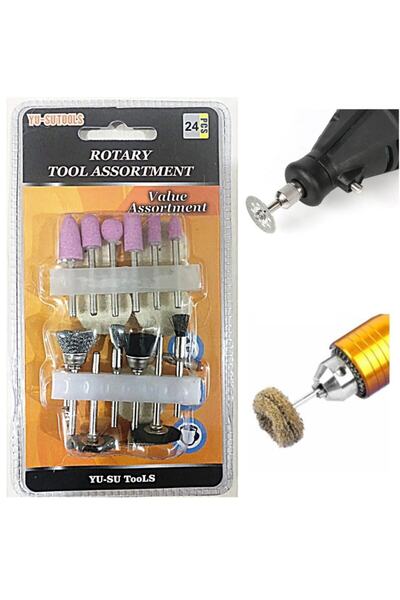 Biotech 24 Adet Mini Taşlama Zımparalama Fırçalama Seti Dremel Gravür Set