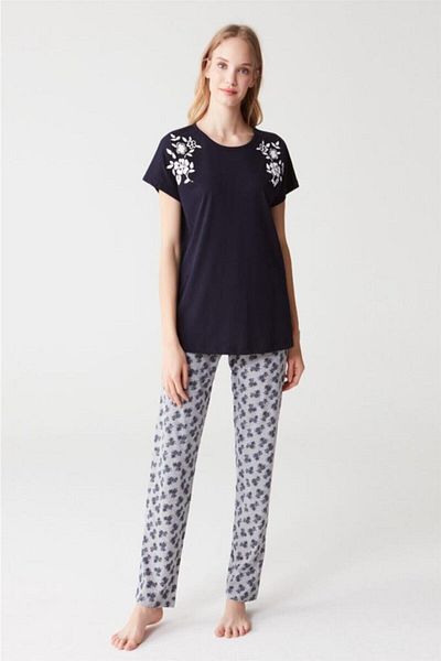Mod Collection Women's Navy Blue Pajama Set