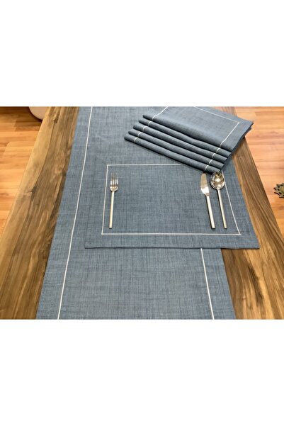 OYA home طقم (1) للسيرافين (1) و (6) للخدمة الأمريكية - لون أزرق حمام - 7 قطع