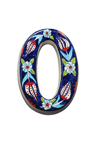 Yılmazel Număr de ușă din ceramică realizată manual cu 3 opțiuni de culoare, numere de uși 0 bleumarin