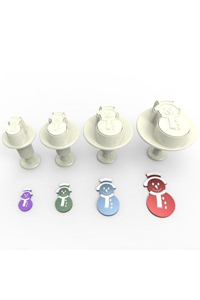 Elit parti Large Size 4-Piece Sugar Plasticine Mold - Injector Snowman