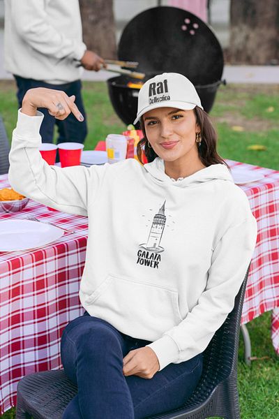 Raf Coll Φούτερ Unisex Λευκή κουκούλα με ψηφιακή εκτύπωση