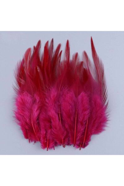 Aker Hediyelik Fuşya Kuş Tüyü Dekoratif El Işi Süsleme Malzemeleri 100lü 15x2...