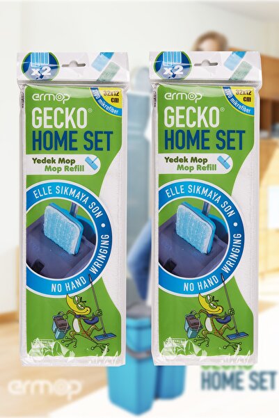 Ermop Gecko Home Set Temizlik Seti Yedek Mikrofiber Mop 2 Paket 2'li Toplamda 4 Adet Yedek Mop