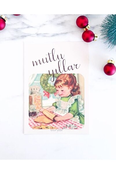 Bikutumutluluk Yılbaşı Kartpostal Serisi- Vintage Minik Aşçı Mottolu Hediye Kartı