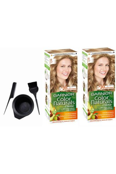 Garnier Naturals Saç Boyası 8 Koyu Sarı 2adet X 50ml+boyama Seti