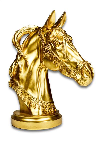 İstoç AVM Biblo Yeleli At Heykeli Süper Lüks Tasarım Altın Rengi