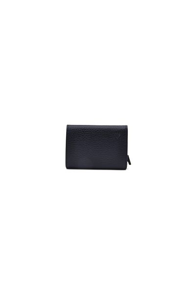 Eminsa Navy Blue Genuine Leather Mechanismed Card Holder Wallet
