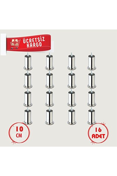Marka Baza Koltuk Kanepe Ayağı Civatalı 10 Cm (16 Adet) 3/8 Kalın Diş