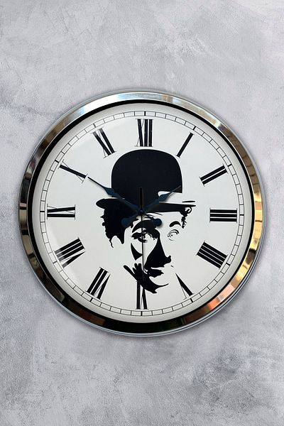 Kasva Concept Cadou Decorativ 40 Cm Crom Metal Charli Chaplin Ceas de Perete