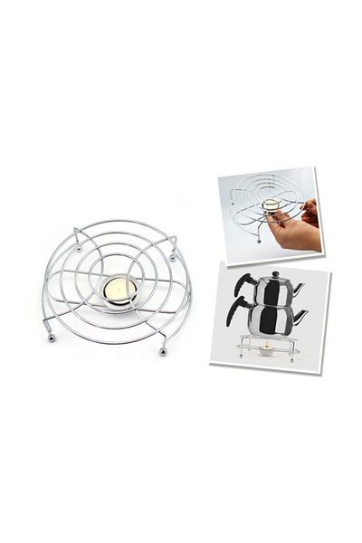 yeni11 Chrome Plated Waxed Round Trivet Teapot Coaster