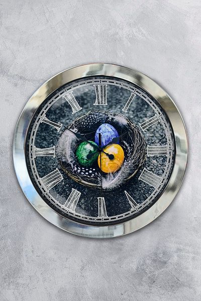 Kasva Concept Gift 36 cm Chrome Metal Egg Wall Clock