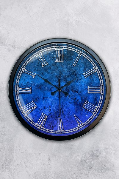 Kasva Concept Gift 40 cm Black Metal Blue Wall Clock